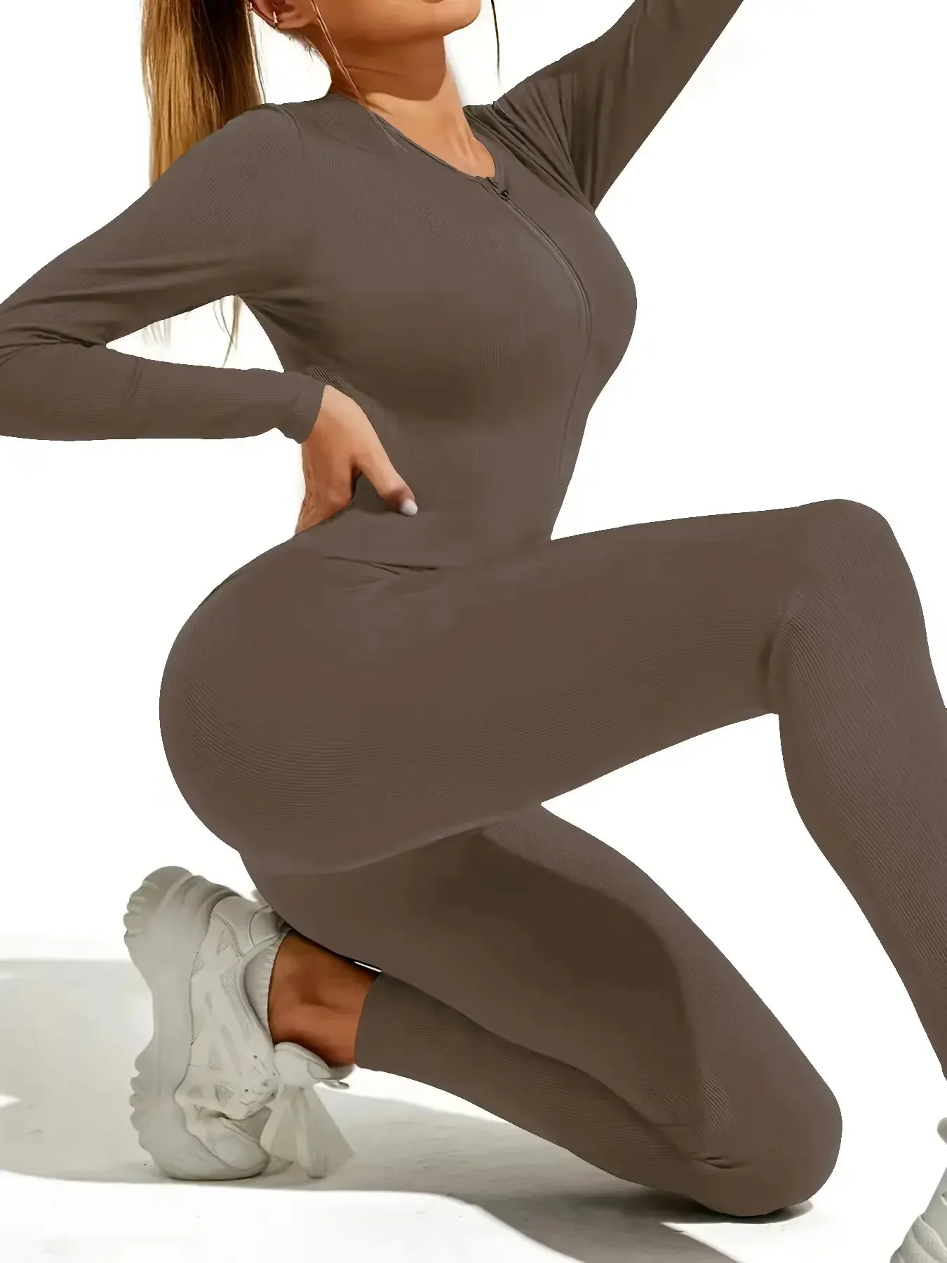 

Hot selling autumn and winter new products from Europe and America, sexy and tight fitting women's jumpsuit jumpsuit, ribbed lon