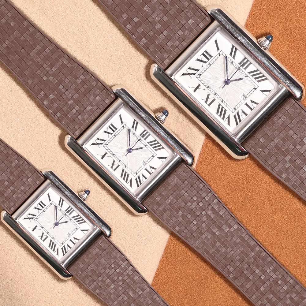 Denique regalo de Navidad mosaico CTS correa 20mm 22mm hebilla de cierre de resorte de liberación rápida negro rojo verde buzo FKM correas de reloj de goma