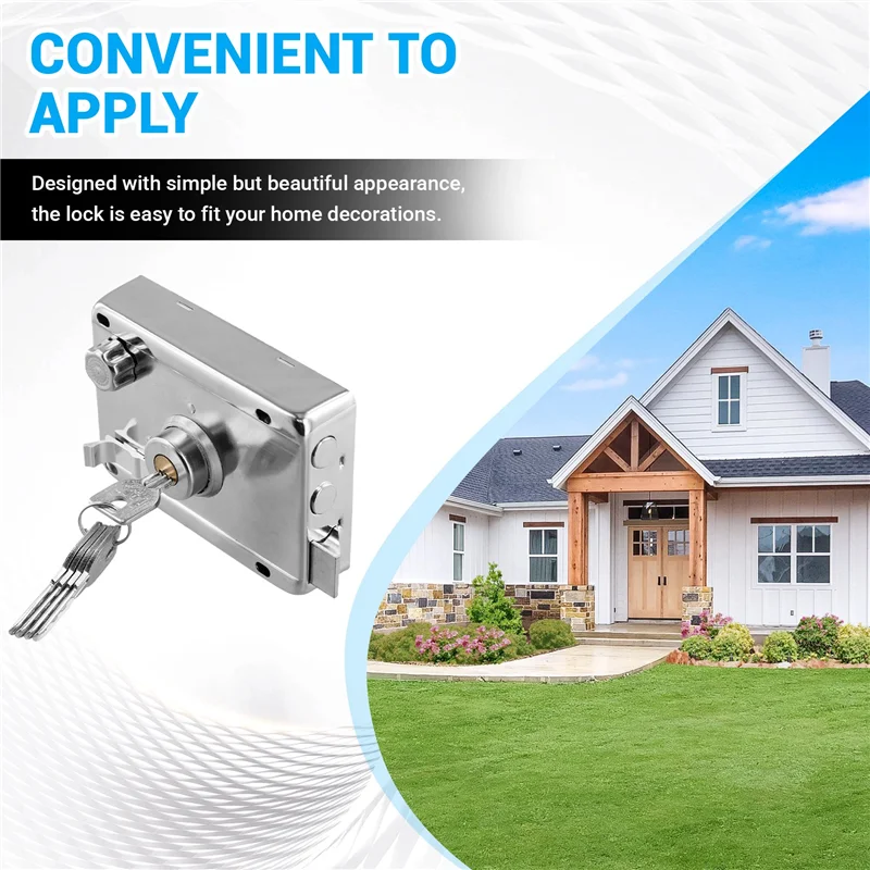 A008 Exterior Door Locks Security Anti-Theft Lock Multiple Insurance Lock Wood Gate Lock Hardware Indoor Dormitory