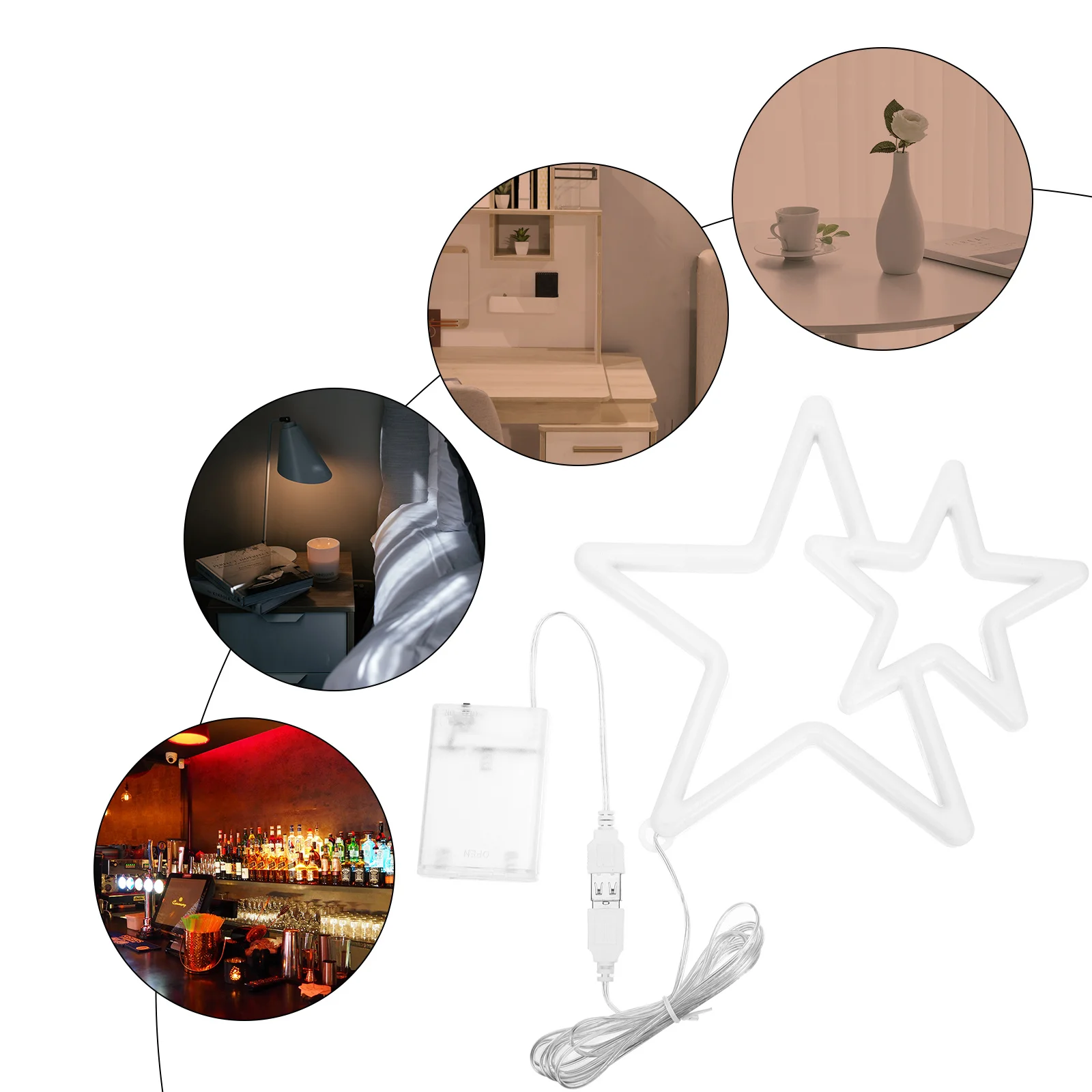 نجمة ليلة ضوء Led مصباح النيون لغرفة النوم جدار ديكور غرفة جو الإضاءة Usb بالطاقة النيون تسجيل ضوء الزخرفية #1