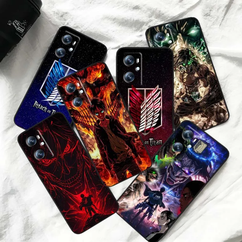 

Attack on Titan Anime Logo For OPPO Reno 7 A96 A40 A58 5 6 Realme GT A74 A78 Neo2 A74 A78 Find X5 X3 X7 X8 Black Phone Case