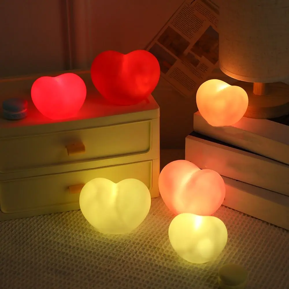 Red Pink Color Love Gift Night Light Creative Design LED Light Source Heart-Shaped Night Light Gift Box Desktop Item