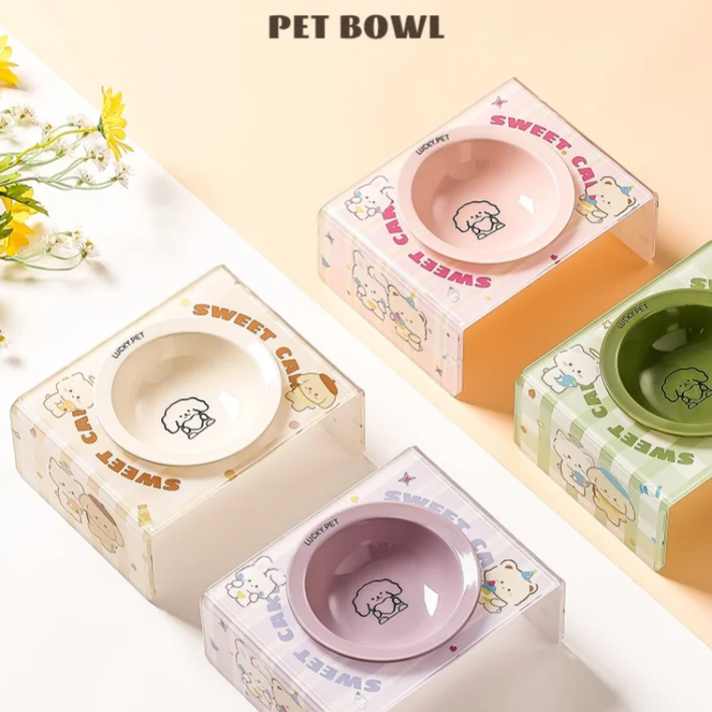 

Colorful Acrylic Pet Bowl Rack Dog Cat Bowl Neck Guard BD Saucer Cat Bowl Ceramic Dog Water Feeder South Korea BD Cat Supplies