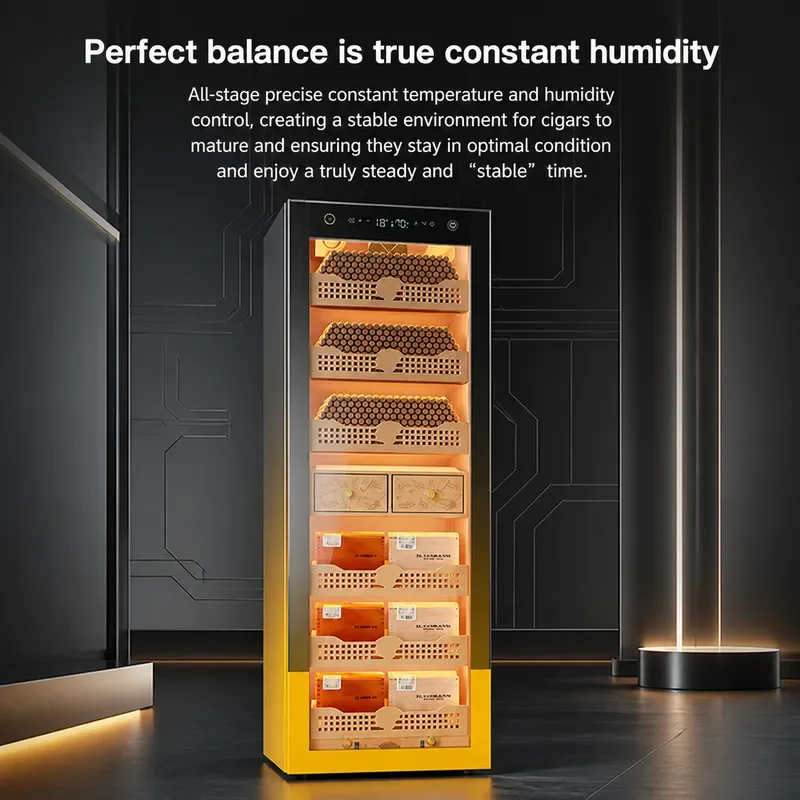 Eggar Dragon 168C Smart Cigar Humidor with Compressor WiFi Control Constant Temp Humidity Cedar Liner Ammonia Removal Cabinet