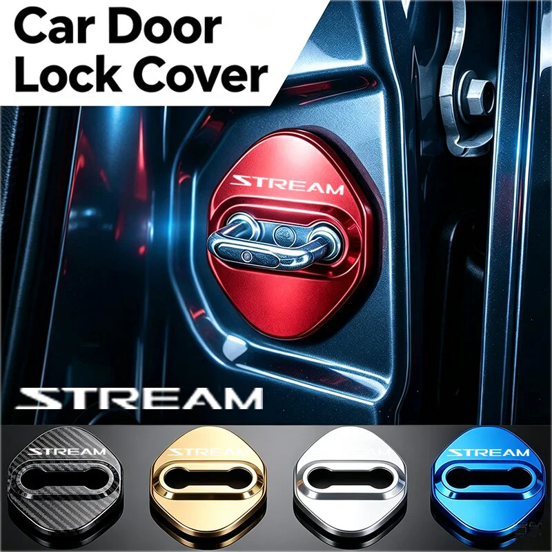 4PCS Stainless Steel Car Door Lock Cover Anti Rust Protective Buckle Sticker Decals For Honda STREAM Auto Exterior Accessories