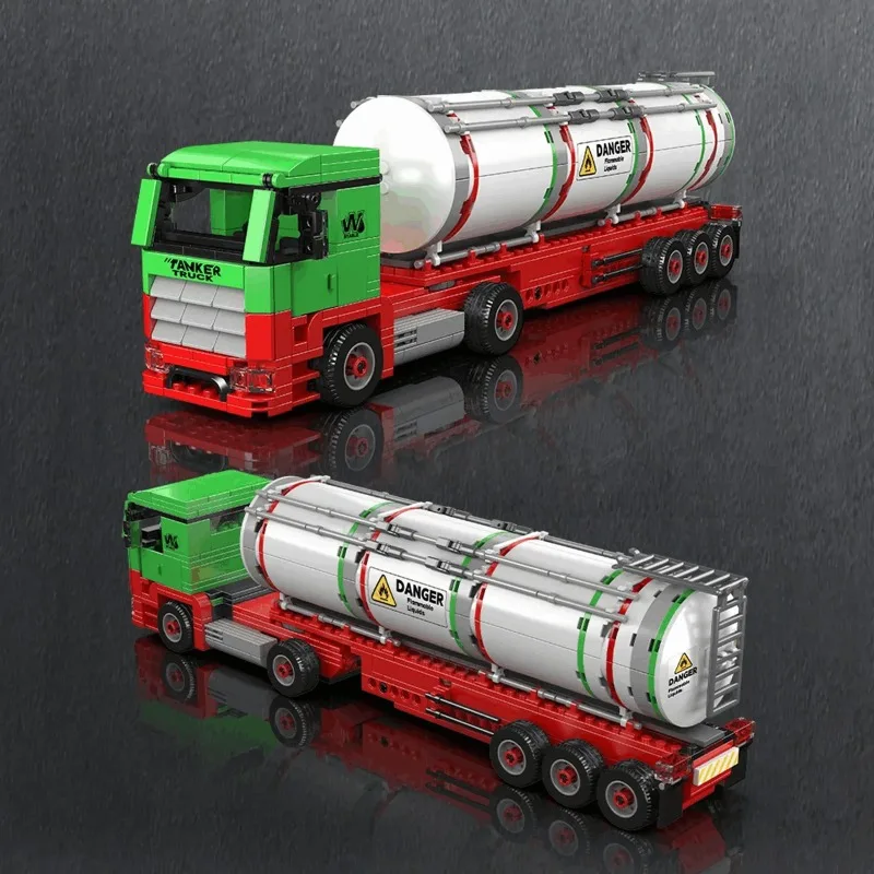 Moc caminhão pesado blocos de construção estilo europeu americano recipiente carro tanque rv modelo veículo técnico brinquedo presente para crianças adultos