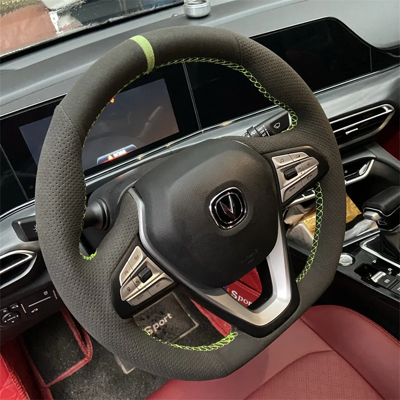 

DIY Hand Sewing Car Steering Wheel Cover for Chang An EADO Plus CS75 Plus V7 X5 Car Suede Decoration Interior Accessories