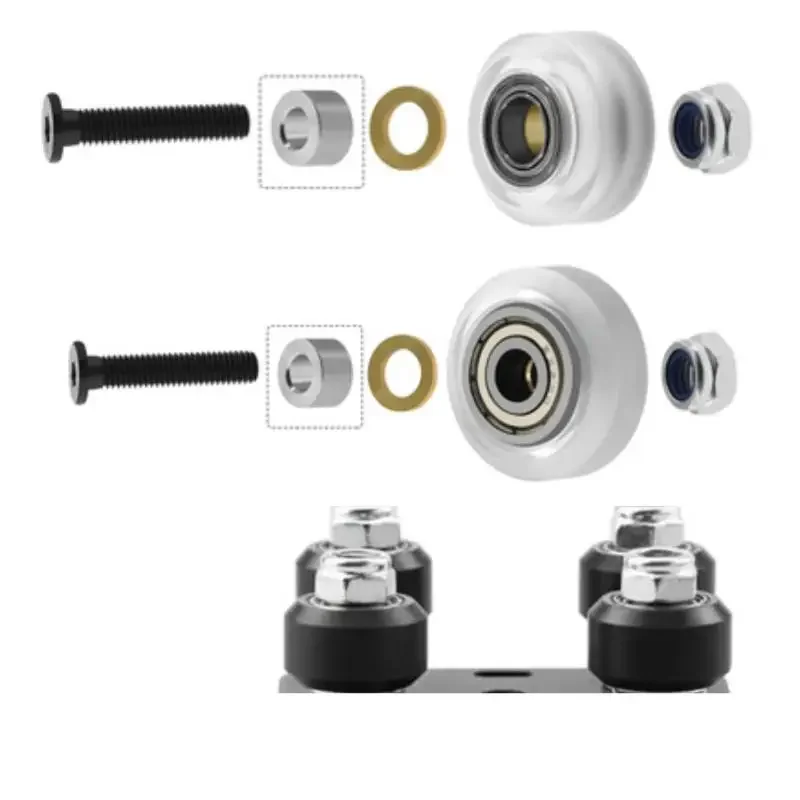 

1 комплект прочных однотонных колес с помпоном, пластиковое колесо, колесо POM, V-образный натяжной шкив для V-образной направляющей OX с ЧПУ для 3D-принтера с ЧПУ