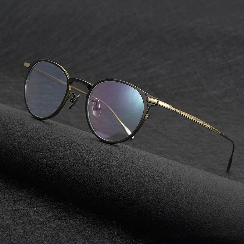 Men Women Fashion Retro Ultra- Light Titanium Plate Metal Carved Leg Glasses Frame Can Cusotmize Myopia Prescription Spectacles