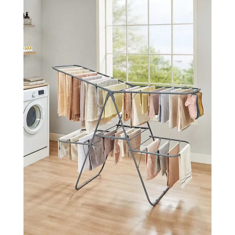 

Tendederos De Ropa PlegableClothes Drying Rack, Foldable 2Level Laundry Drying Rack, FreeStanding Large Drying Rack, With Height