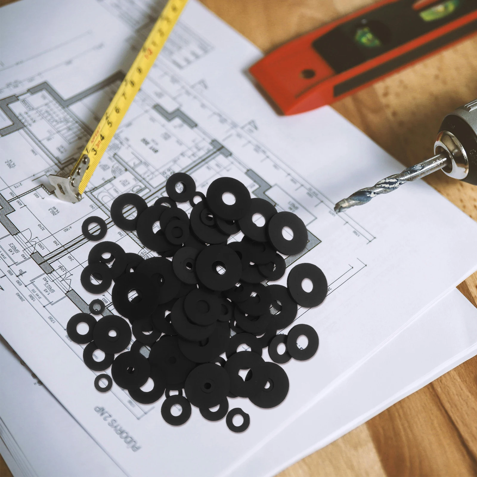 

120 Pcs Washers Vibration Suppression Rubber Washer Gaskets Black Heavy Duty Vibration Suppression Anti Slip Household