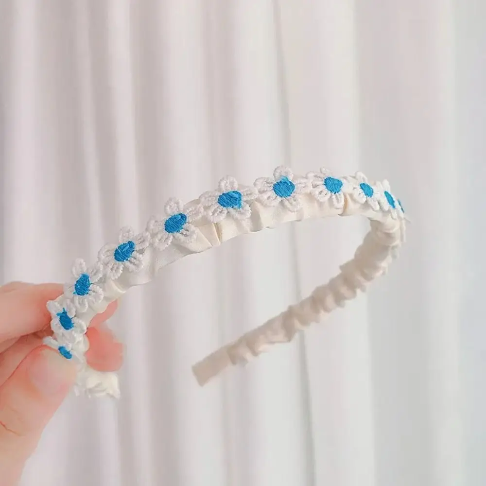 Hair Ornament Daisy Headband Boho Chic Embroidered Flowers Hair Holder Facial Mask Sea Beach Headwear for Women Lady Girl