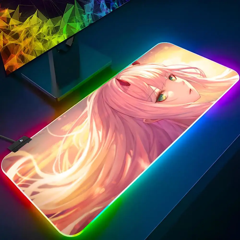 Zero Two Darling In The FranXX Simple Mouse Pad Xxl Laptop Mat Gaming Rgb Mousepad Backlit Keyboard Gamer Girl Table Pads Deskpa
