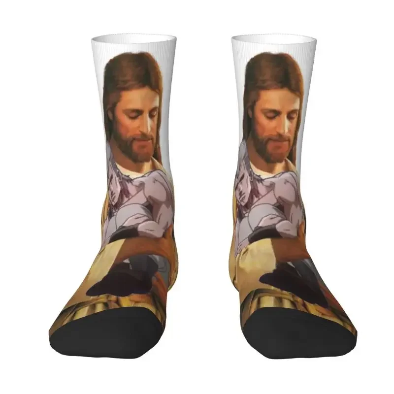 Novelty Men's Polnareff And His Stand Dress Socks Unisex Comfortable Warm 3D Printed Jojos Bizarre Adventure Jesus Crew Socks