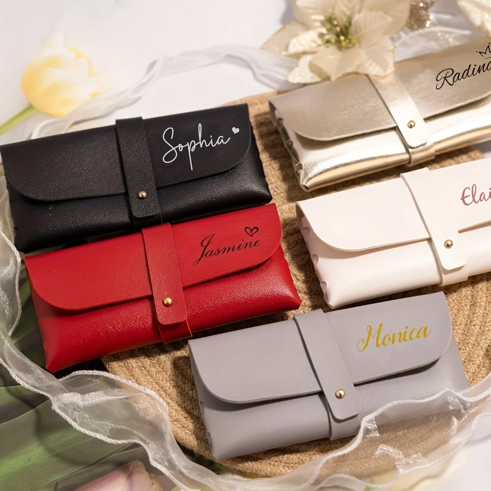 Personalisiertes Brillenetui aus Kunstleder, individuelles Brillenetui für Damen, Brautjungfer, Jahrestag, Muttertagsgeschenk, Hochzeitsgeschenk