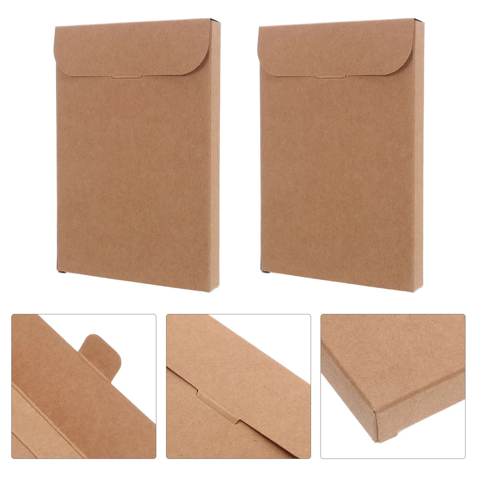 

50pcs Postcard Box Kraft Paper Cardboard Envelope For Greeting Cards Invitation Storage Holder Document Mailing Packaging Light