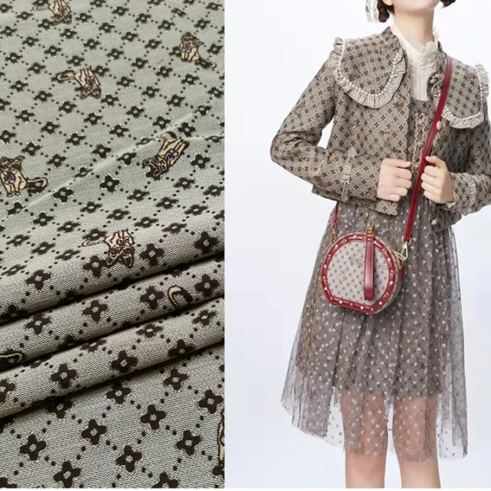 

Жаккардовая парчовая ткань, металлическая проволока, юбка с рисунком котенка, плащ, модный дизайн, ткани для шитья по метрам