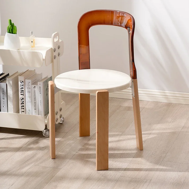 Creative Dining Chair Simple Modern Transparent Back Nordic Solid Wood Bar Chair Coffee Milk Tea Shop Sillas Home Furniture