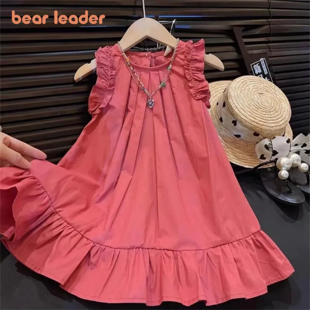 Bera Leader 2-7-year-old Solid Color Summer Girls Dresses Fashion New Pleated Sleeveless Children's Casual Dress Girls Clothes
