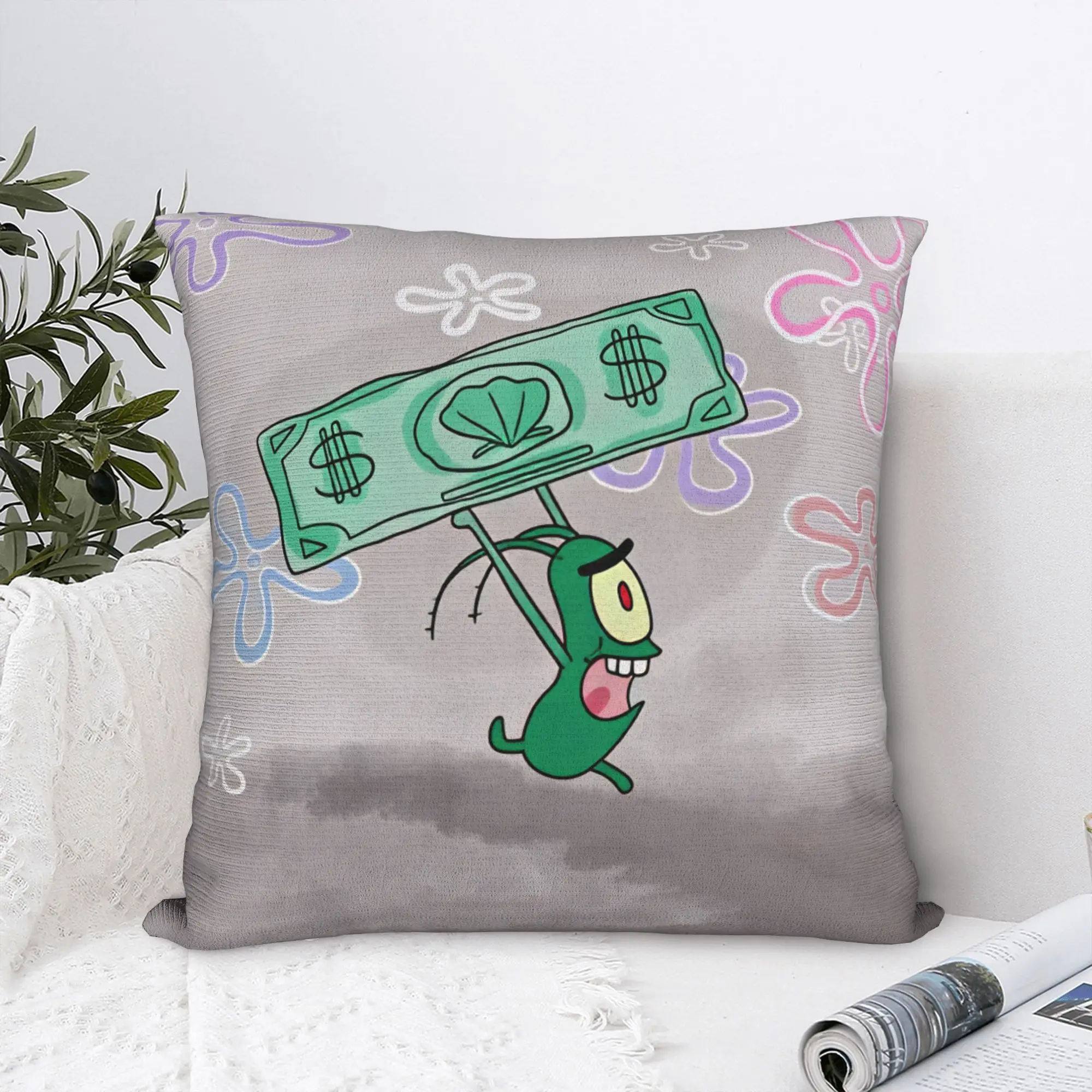 Pillow Case SpongeBobs Plankton  Soft  Pillow Cover For Couch Sofa Bedroom Funny Pillowcases