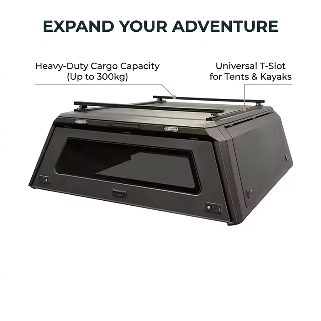 2024 New Design Frontier D41 Pickup Truck Canopy High Quality Aluminum Truck Bed Topper Camper Shell Factory Direct