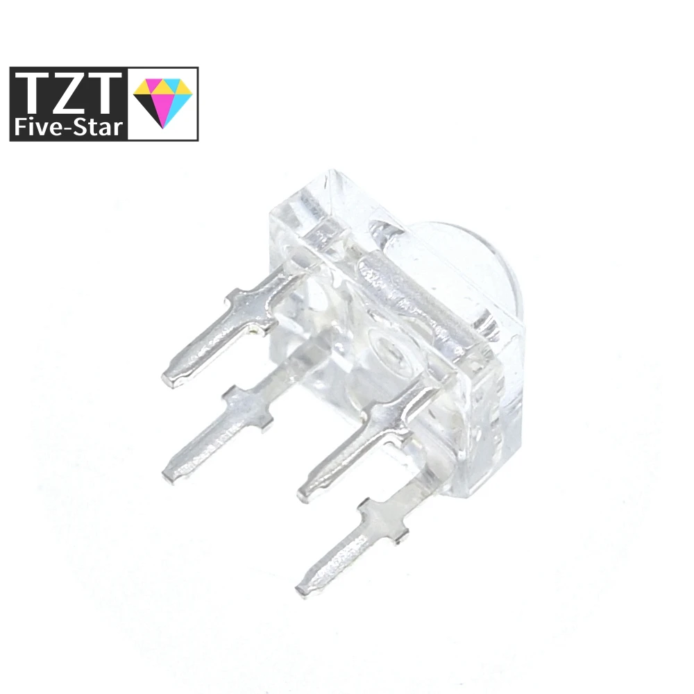 10 قطعة 5 مللي متر F5 سمكة البيرانا LED أبيض أحمر أخضر كهرمان واضح 5 مللي متر LED ديود صمامات باعثة للضوء 4 دبابيس سمكة البيرانا LED الثنائيات السطوع #5