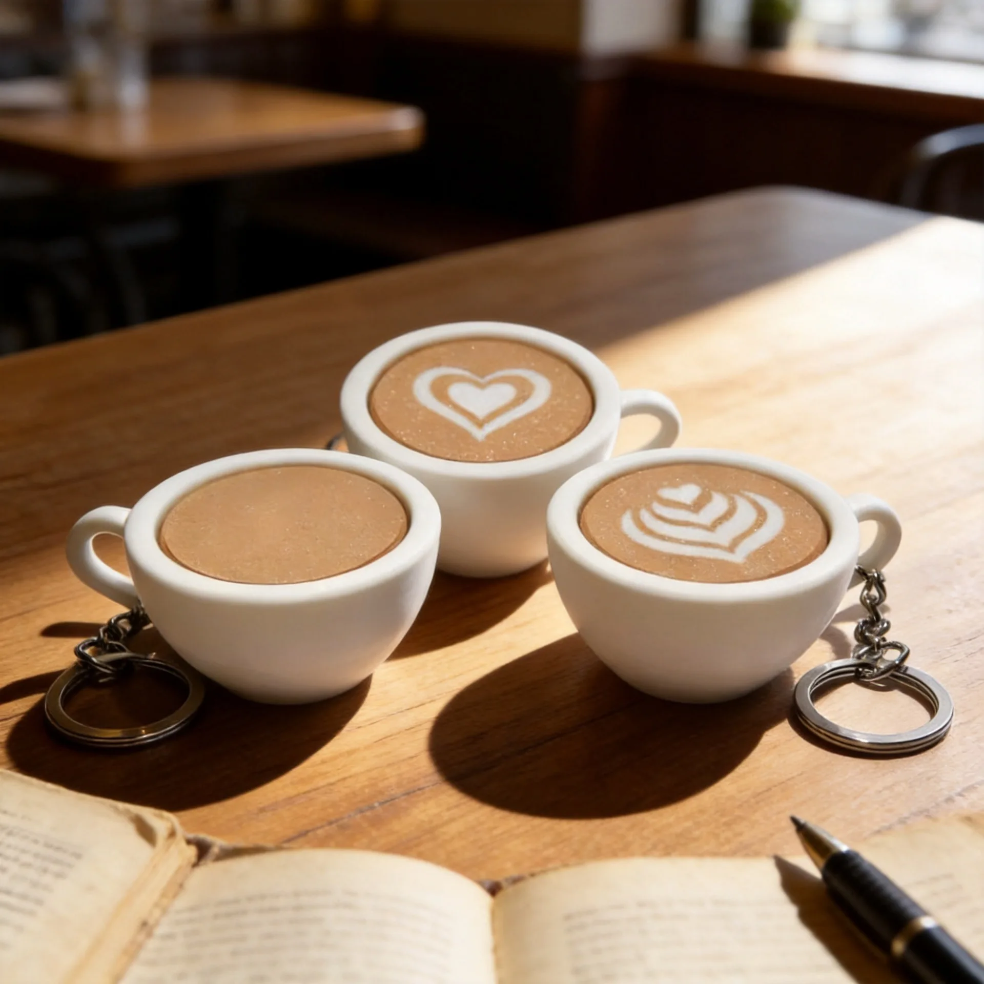3D Printed Latte Coffee Cup Clicker Keychain, Cute Art Fidget Stress Relief Sensory Toy, Mini Backpack Bag Pendant Novelty Gifts