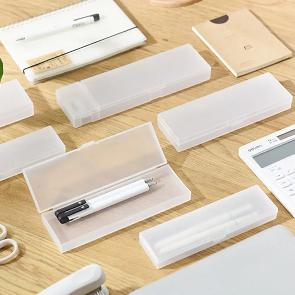 Neues, hochwertiges Kunststoff-Federmäppchen, mattiert, durchscheinend, Stiftbox, multifunktional, S/M/L, Schreibwaren-Organizer, Schule, Büro