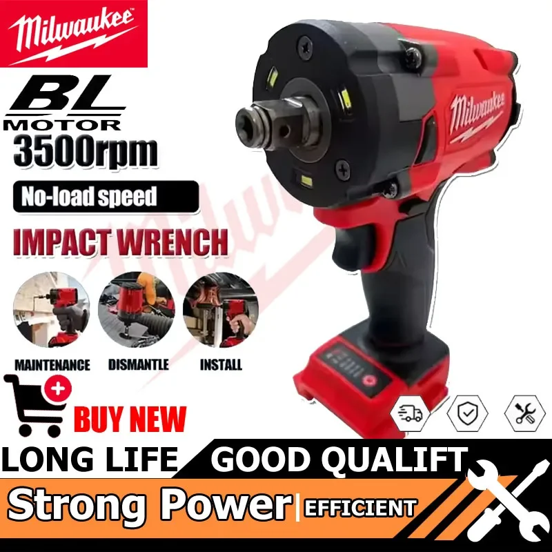 

Milwaukee Tool Brushless Cordless 1/2 Electric Wrench Car Truck Repair Screwdriver Impact Drill Rechargable For Battery Tool