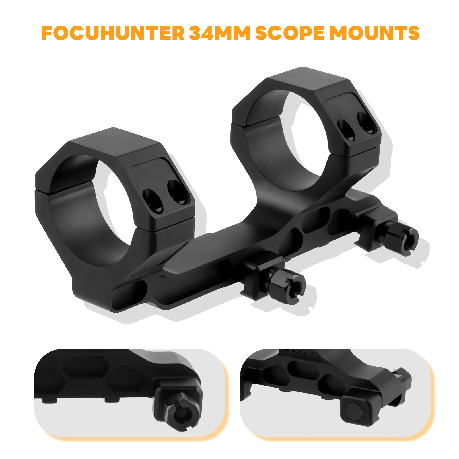 FOCUHUNTER Cantilever 34mm Scope Ring Mount Heavty-duty Offset Sight Ring Adapter Hunting Accessories 20mm Base Riser Mount