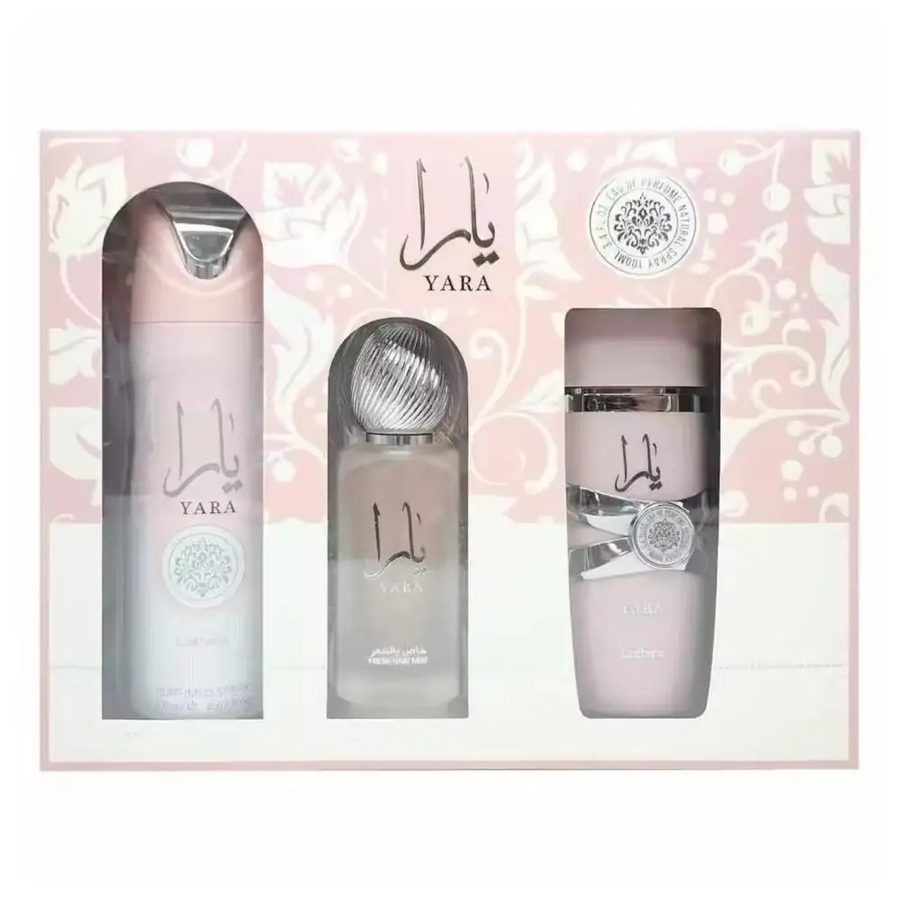 

3 Piece Set Arab Perfume Lattafa Yara For Women Eau de Parfum Spray + Fresh Hair Mist + Deodorant Spray Arabian Perfume