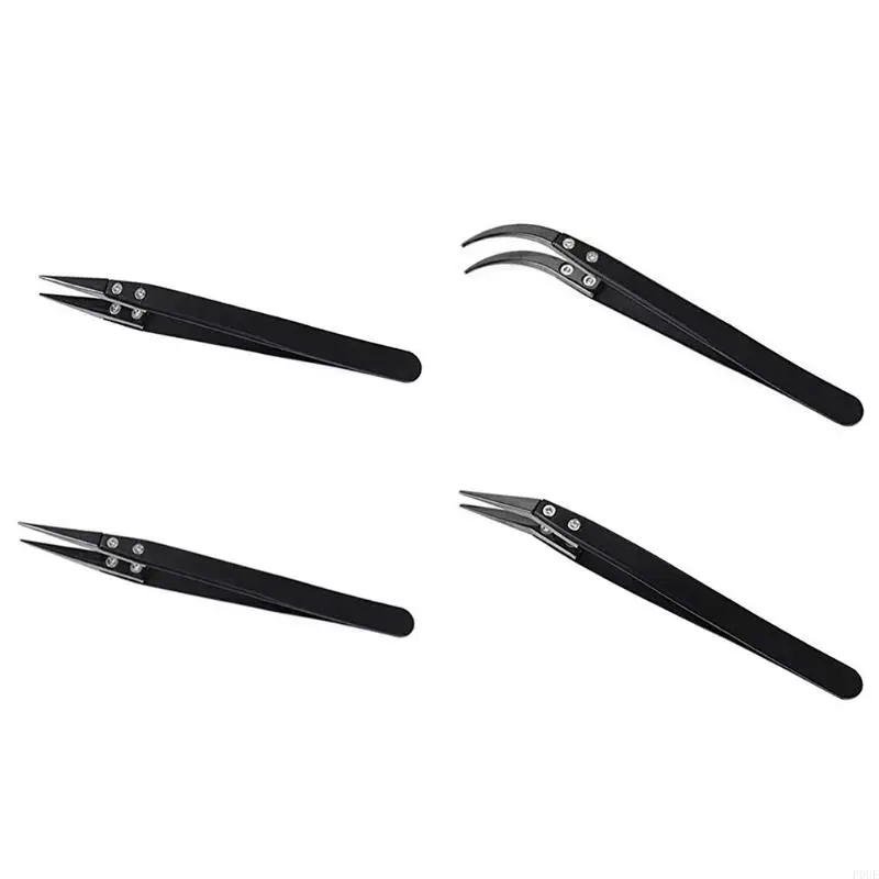 

P0UE Anti-Static Ceramic Tweezers Laboratory Hobbies Insulated Straight Tip Tweezers