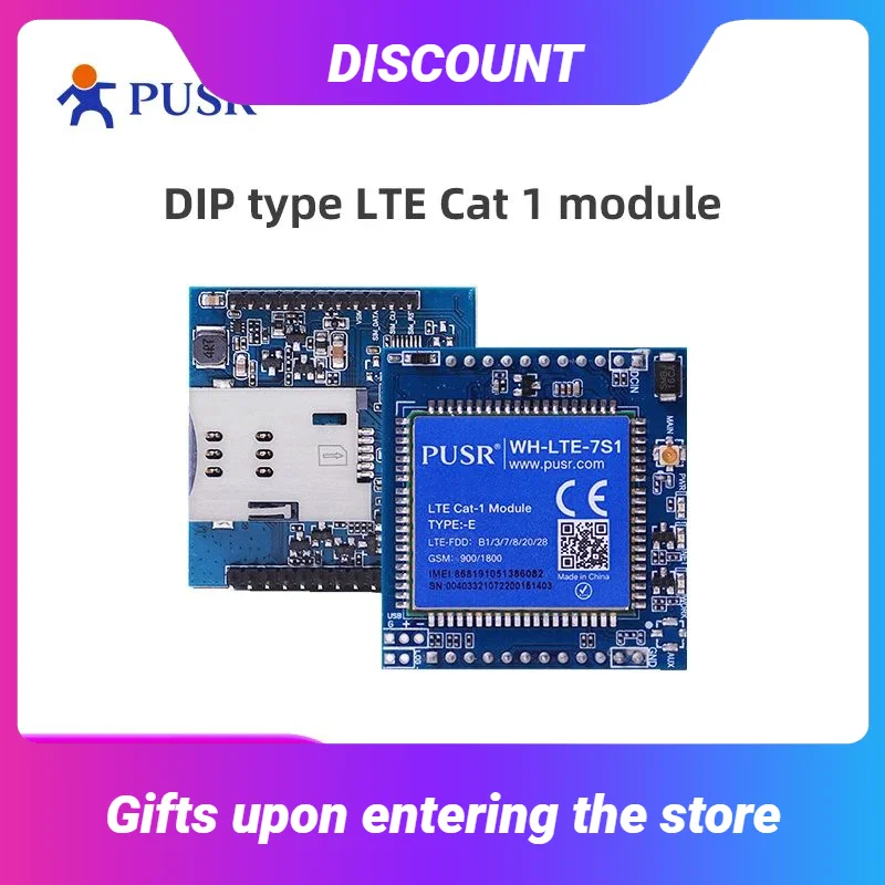 

(Цна за 2 шт.) Модуль связи PUSR LTE CAT 1 поддерживает протокол LTE и GSM TCP/UDP SMS HTTP и MQTT WH-LTE-7S1-E