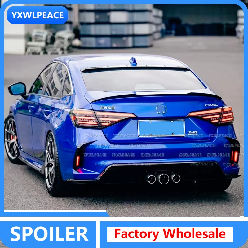 

For Honda 11generation Civic 2022-2024 ABS Glossy Black /Carbon Color Rear Window Roof Spoiler Trunk Lip Wing Car Accessories