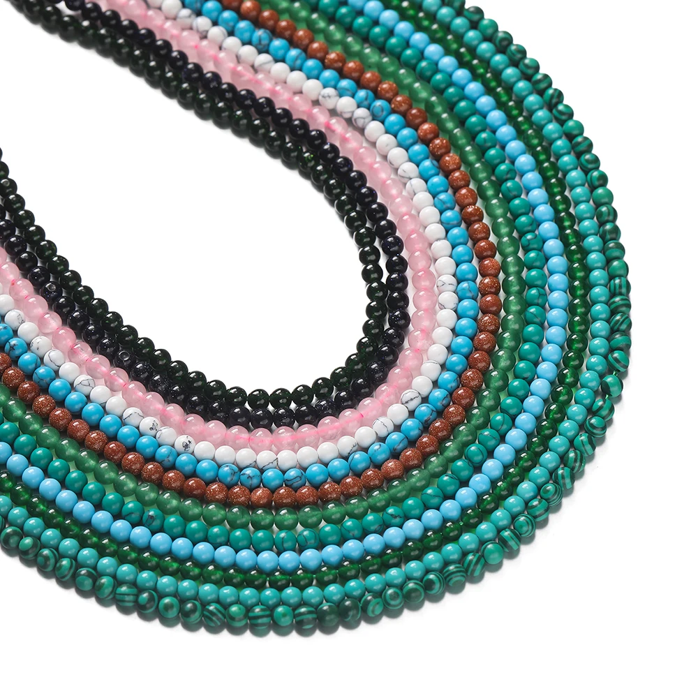 

1Strand 2/3mm Natural Stone Small Round Beads Stone Loose Spacer Bead for Jewelry Making DIY Bracelet Necklace Accessories