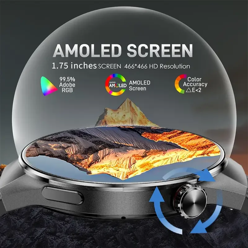 2025 ساعة G5 Smartwatch Ultra HD 1.75 "AMOLED شاشة رياضية لتحديد المواقع المسار البوصلة معدل ضربات القلب BT دعوة الرجال الساعات الذكية ترقية جديدة