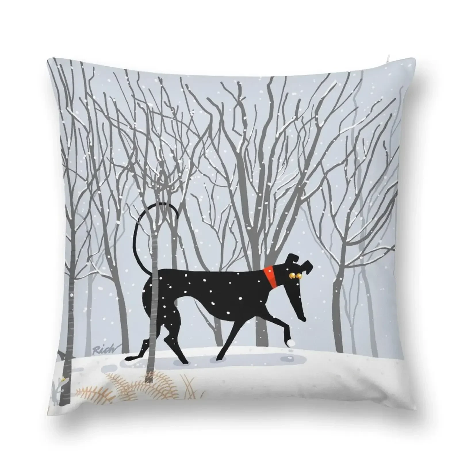 

Winter Hound Throw Pillow Room decorating items Pillow Case Christmas pillow
