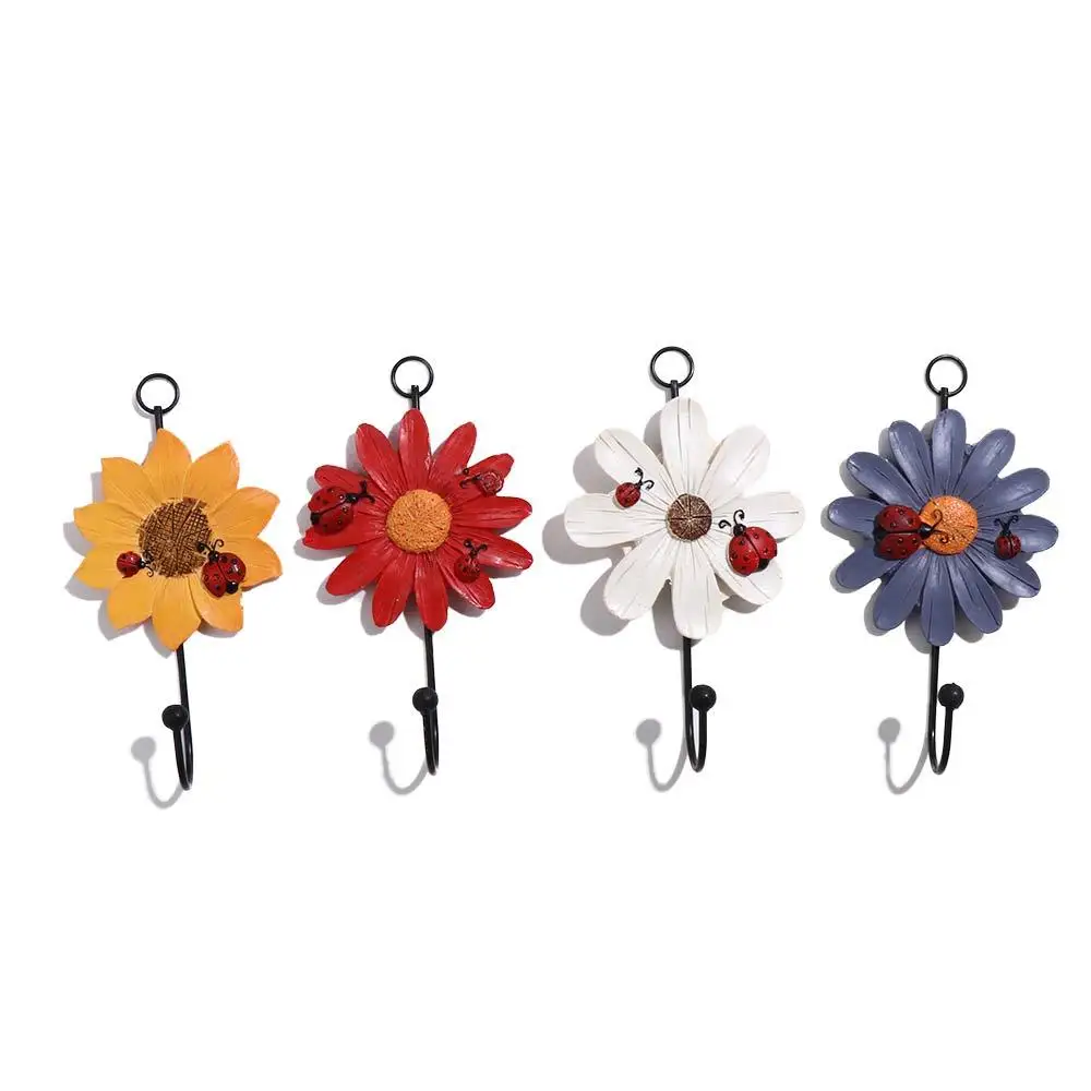 1Pc Creative Household Hooks Resin Flower Shape Hangers Key Hat Towel Wall Hooks Home Decoration