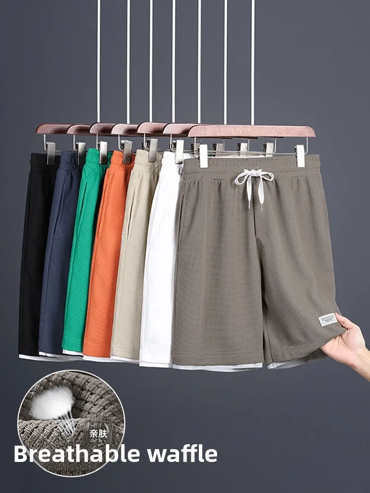 

Мужские летние брюки, дышащие, Qui Dry, универсальные, повседневные, спортивные, из полиэфирного волокна, прямые брюки, длина пять четвертей