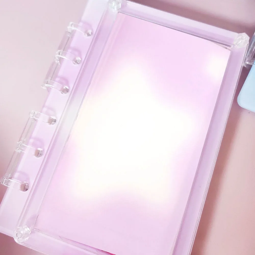 A5 Binder Notebook Scrapbook With Acrylic Cover Heart Star Printed Loose-leaf  Hand Account Notebook For DIY Stationery Gifts