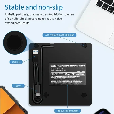 Портативный оптический привод USB 3.0 Type-C для чтения и записи CD/DVD — пример использования