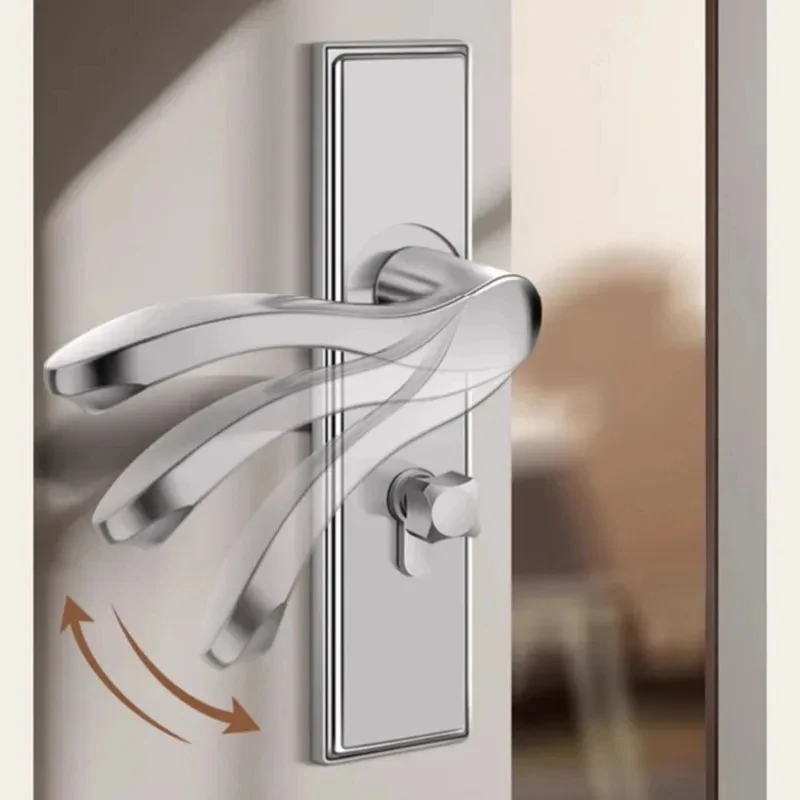 

Бесшумный дверной замок из нержавеющей стали с внутренней ручкой-рычагом для спальни и ванной комнаты, нажимного типа, подходит для дверей из массива дерева