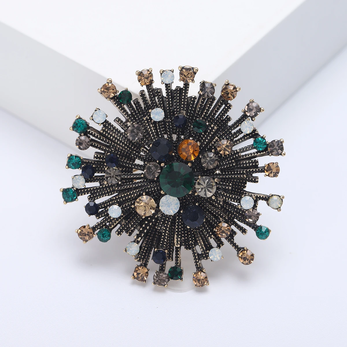 Rhinestone Firework Brooches for Women Vintage Flower Pins Office Party Friend Gifts Accessories