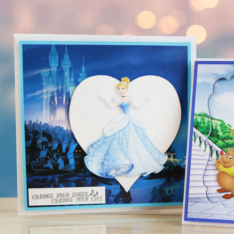 Disney wykrojniki księżniczka kopciuszek Diecut dla majsterkowiczów Scrapbooking tłoczenie kartka papierowa rękodzieło nowy 2022