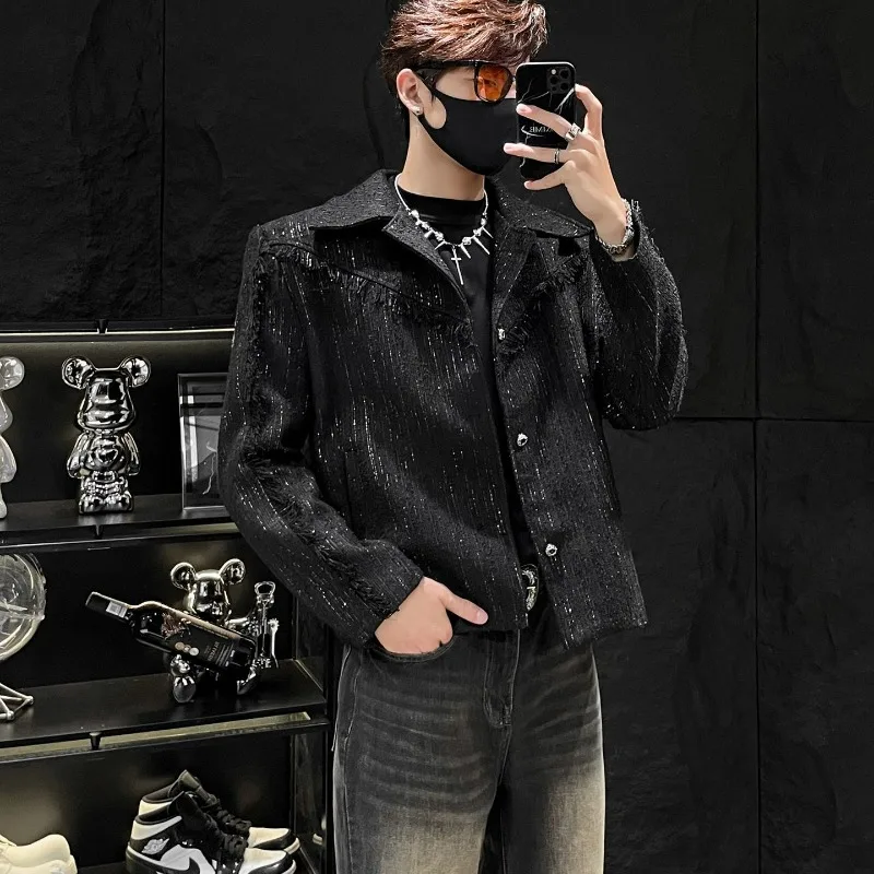 New Niche Short Style Coat Exudes Sense Sophistication Loose Men Wear Features Light Luxury Design Trendy Casual Fashion Simple