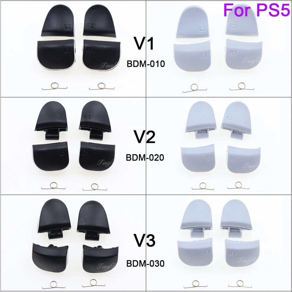 1/2/10Set BDM-010 BDM-020 BDM-030 Black White R1 L1 R2 L2 Game Trigger Buttons with Spring For PS5 V1.0 V2.0 V3.0 Controller