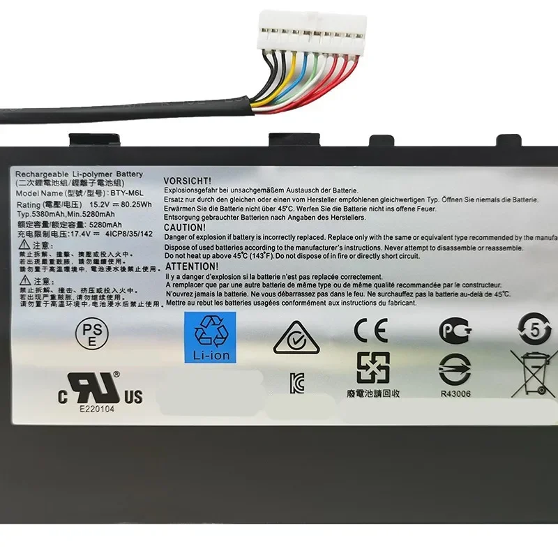 BTY-M6L Battery For MSI GS65 GS75 Stealth Thin 8RF 8RE PS63 P65 P75 Creator 8RC 8SC 9SC 9SE MS-16Q3 MS-16Q2 Series Notebook