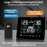 New Home Color Screen Touch Meteorological Clock Sensor Temperature and Humidity Meter Weather Forecast Electronic Alarm Clock
