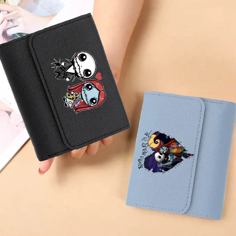 

DisneyThe Nightmare Before Christmas Jack Sally Short Woman Wallet Hasp Money Coin Purse Ladies Card Holder PU Leather Wallet