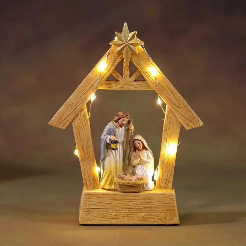 

Jesus Nativity Tabletop Ornament Nativity Set With Lights Holy Family Jesus Birth Scene And Manger Statue Scene Home Decor